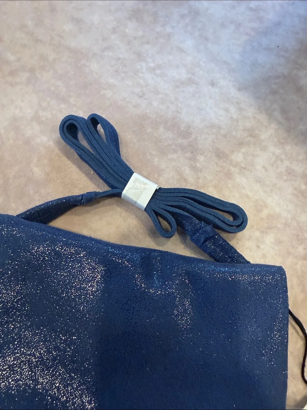 Moda Luxe Shimmery Navy Blue Fold-Over Crossbody